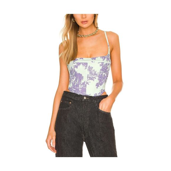 Miaou Mint Toile Green Nylon Corset Size M - Picture 1 of 4